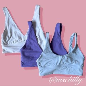 Lot of Lululemon Align V-Neck Bra White Blue Purple Lavendar Light Support Sz 8